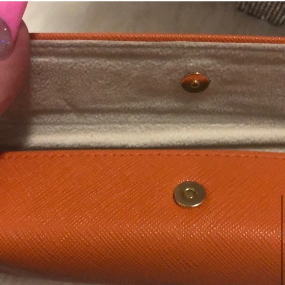 Tory Burch sunglass case and pouch mini orange gold tie pouch cute luxury sun